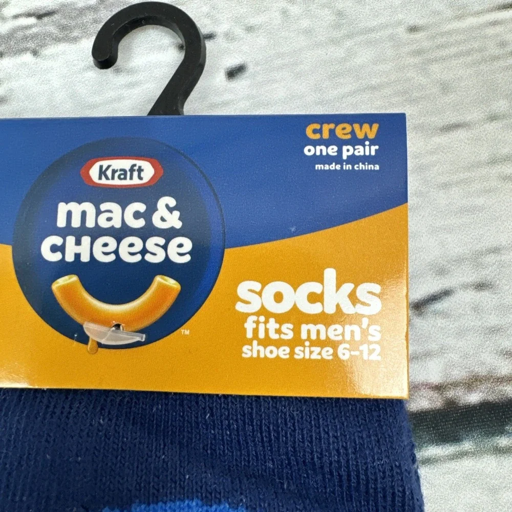 Kraft Mac & Cheese Socks‎ Crew Socks 🆕 Blue Yellow Novelty Men's [Size 6-12]